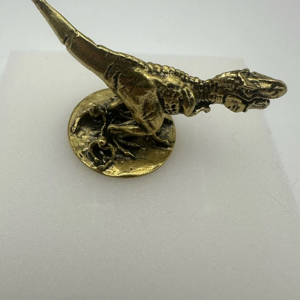 Brass T-Rex Miniature Figurine for Dinosaur Enthusiasts